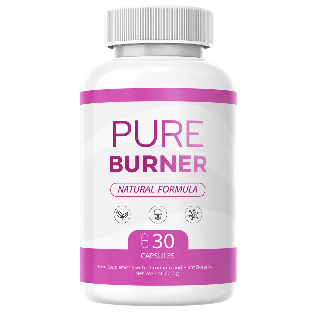 A single PureBurner bottle, 30 capsules, natural formula